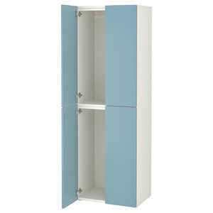 SMÅSTAD / PLATSA Wardrobe, white blue/with 2 clothes rails, 60x42x181 cm