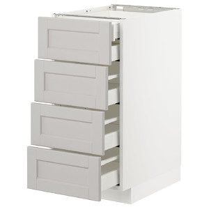 METOD/MAXIMERA Base cb 4 frnts/2 low/3 md drwrs, white/Lerhyttan light grey, 40x61.9x88 cm