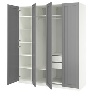 PAX / GULLABERG Wardrobe combination, white/grey, 200x60x236 cm