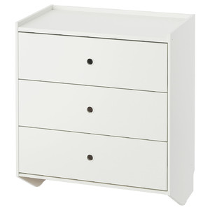 RACKNÄS Chest of 3 drawers, white/wall mounted, 69x78 cm