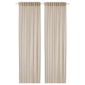 HÄLLEBRÄCKA Sheer curtains, 1 pair, light beige, 145x300 cm