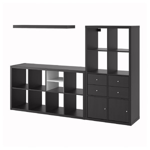 KALLAX / LACK Storage combination with shelf, black-brown, 224x39x147 cm