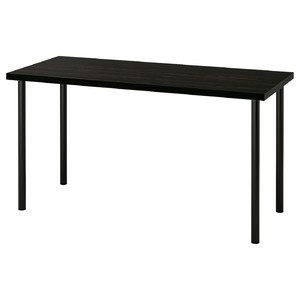 LAGKAPTEN / ADILS Desk, black-brown/black, 140x60 cm