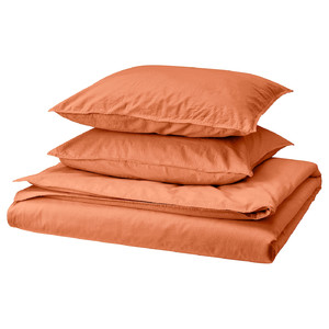 ÄNGSLILJA Duvet cover and 2 pillowcases, red-brown, 200x200/50x60 cm