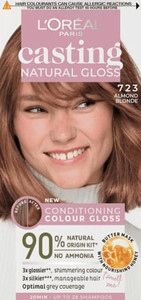 L'Oreal Casting Natural Gloss Permanent Hair Dye 723 Almond Blonde 90% Natural