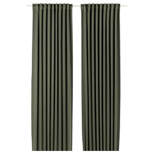 MAJGULL Block-out curtains, 1 pair, dark green, 145x300 cm