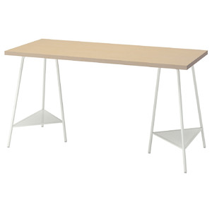 MÅLSKYTT / TILLSLAG Desk, birch, white, 140x60 cm