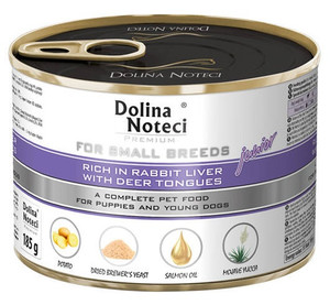 Dolina Noteci Premium Dog Wet Food for Small Breeds Junior Rabbit & Deer 185g