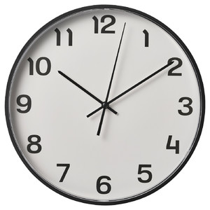 PLUTTIS Wall clock, low-voltage/black, 28 cm
