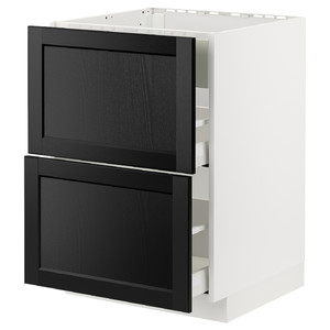 METOD / MAXIMERA Base cab f hob/int extractor w drw, white/Lerhyttan black stained, 60x60 cm