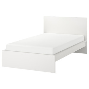 MALM Bed frame, high, white/Lönset, 120x200 cm