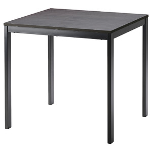 VANGSTA Extendable table, black, dark brown, 80/120x70 cm