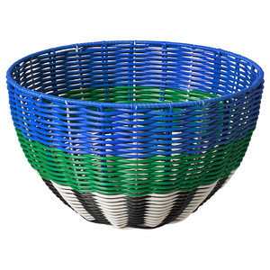 DJURTRÄNARE Basket, white/black/blue, 32x19 cm