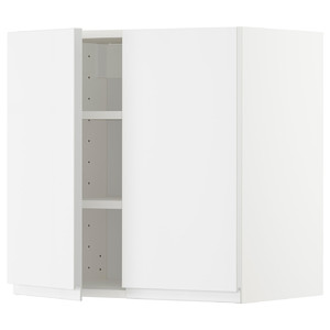 METOD Wall cabinet with shelves/2 doors, white/Voxtorp high-gloss/white, 60x60 cm