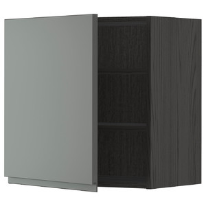 METOD Wall cabinet with shelves, black/Voxtorp dark grey, 60x60 cm