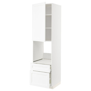 METOD / MAXIMERA Hi cab f ov w dr/2 frnt/1 m/1 h drw, white Enköping/white wood effect, 60x60x220 cm