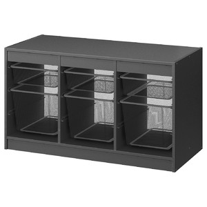 TROFAST Storage combination with boxes, grey/dark grey, 99x44x56 cm