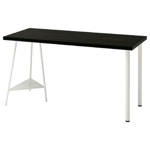 LAGKAPTEN / TILLSLAG Desk, black-brown/white, 140x60 cm