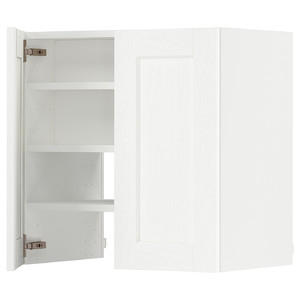 METOD Wall cb f extr hood w shlf/door, white Enköping/white wood effect, 60x60 cm