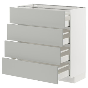 METOD / MAXIMERA Base cab 4 frnts/4 drawers, white/Havstorp light grey, 80x37 cm