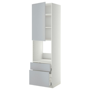 METOD / MAXIMERA Hi cab f ov w dr/2 frnt/1 m/1 h drw, white/Veddinge grey, 60x60x220 cm