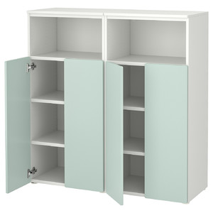 SMÅSTAD / PLATSA Storage combination, white/light green with 6 shelves, 120x42x123 cm