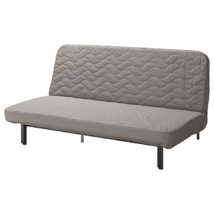 NYHAMN 3-seat sofa-bed, with pocket spring mattress, Knisa grey/beige