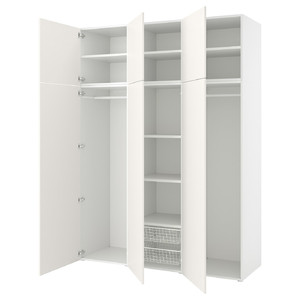 PLATSA Wardrobe w 6 doors, white/Fonnes white, 180x57x241 cm