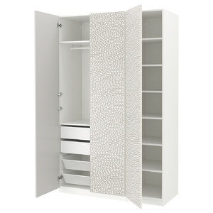 PAX / MISTUDDEN Wardrobe combination, white/grey patterned, 150x60x236 cm