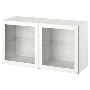 BESTÅ Shelf unit with doors, white, Ostvik white, 120x42x64 cm