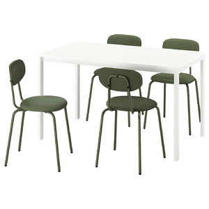 MELLTORP / ÖSTANÖ Table and 4 chairs, white white/Remmarn deep green, 125 cm