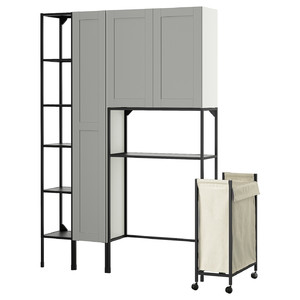 ENHET Storage combination, anthracite/grey frame, 140x32x204 cm