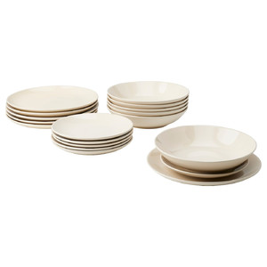 FÄRGKLAR 18-piece service, glossy beige