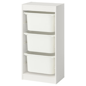 TROFAST Storage combination with boxes, white/white, 46x30x94 cm