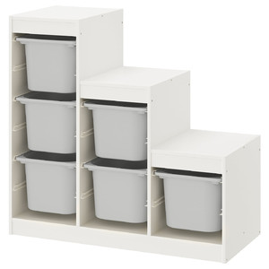 TROFAST Storage combination, white, gray, 99x44x94 cm