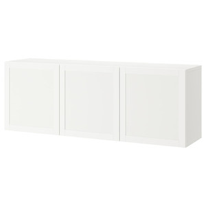 BESTÅ Wall-mounted cabinet combination, white/Hanviken white, 180x42x64 cm