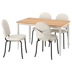 DANDERYD / EBBALYCKE Table and 4 chairs, oak veneer white/Idekulla beige, 130 cm