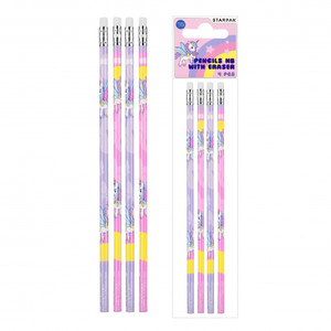 Starpak Pencil with Eraser HB Unicorn 4pcs