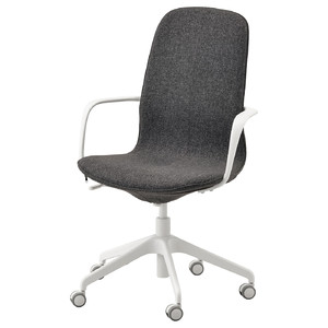 LÅNGFJÄLL Office chair with armrests, Gunnared dark grey/white, 68x68 cm