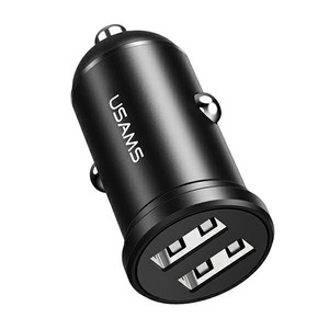 USAMS Car Charger 2xUSB 2.4A, black