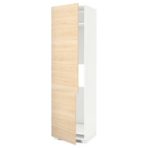 METOD High cab f fridge/freezer w 2 doors, white, Askersund ash light ash effect, 60x60x220 cm