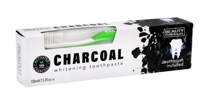 Beauty Formulas Whitening Toothpaste Charcoal Vegan 100ml & Toothbrush