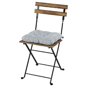 TÄRNÖ Chair, outdoor, foldable black/light brown stained/Klösan blue