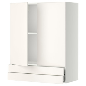METOD / MAXIMERA Wall cabinet w 2 doors/2 drawers, white/Veddinge white, 80x100 cm