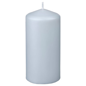 DAGLIGEN Unscented pillar candle, pale grey-blue, 14 cm