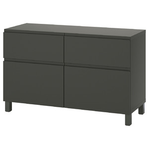 BESTÅ Storage combination w doors/drawers, dark grey/Västerviken/Stubbarp dark grey, 120x42x74 cm