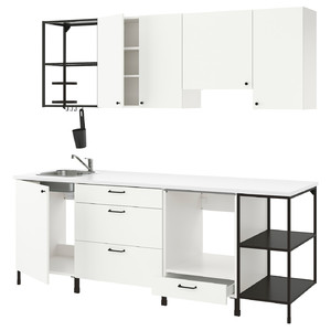 ENHET Kitchen, anthracite, white, 243x63.5x222 cm