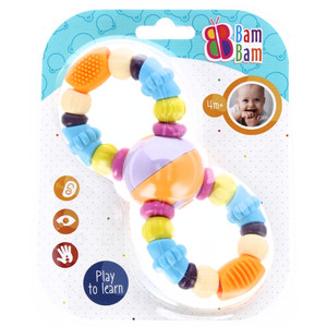 Bam Bam Rattle Beads, assorted colours, 4m+