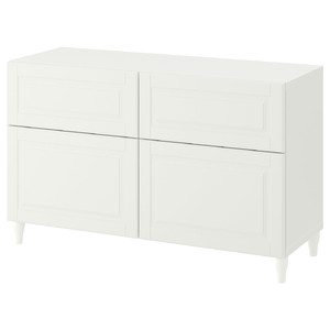 BESTÅ Storage combination w doors/drawers, white/Smeviken/Kabbarp white, 120x42x74 cm