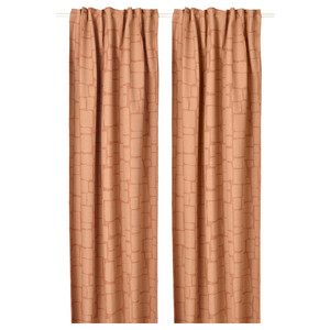 LÖNNSTÄVMAL Block-out curtains, 1 pair, light red-brown, 145x300 cm